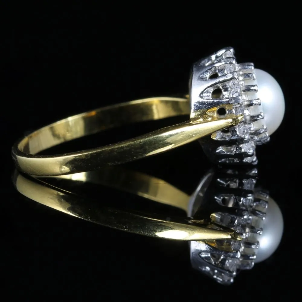 Pearl Paste Cluster Ring 18Ct Gold Silver