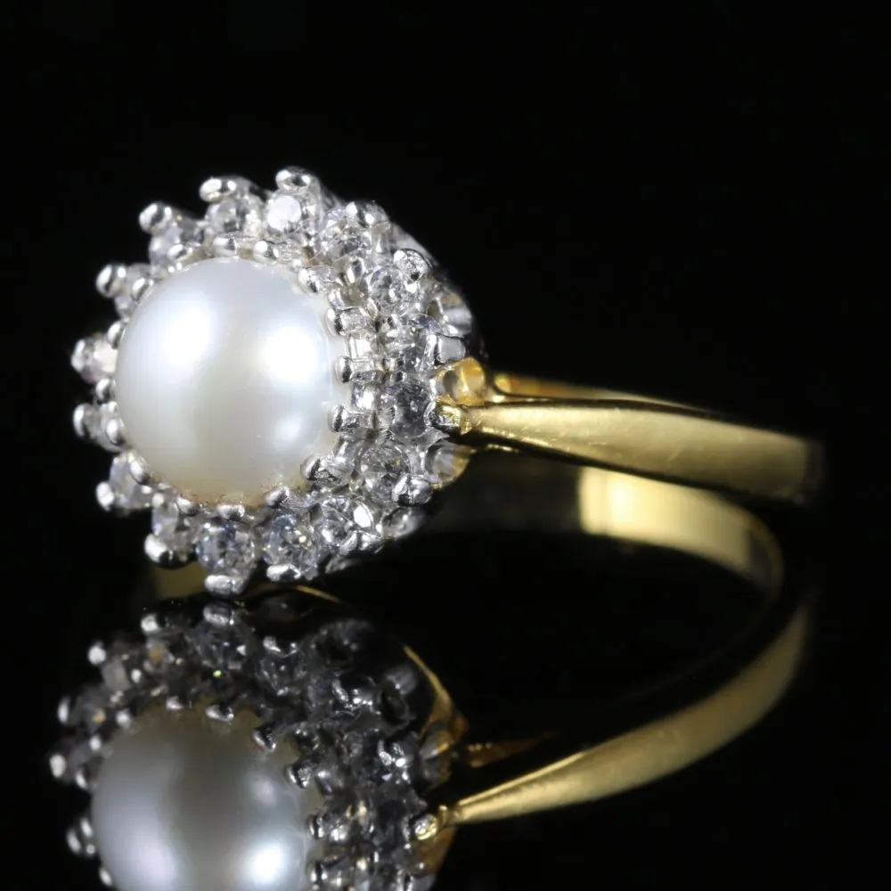 Pearl Paste Cluster Ring 18Ct Gold Silver