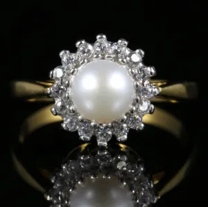 Pearl Paste Cluster Ring 18Ct Gold Silver