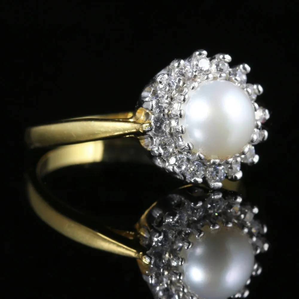 Pearl Paste Cluster Ring 18Ct Gold Silver