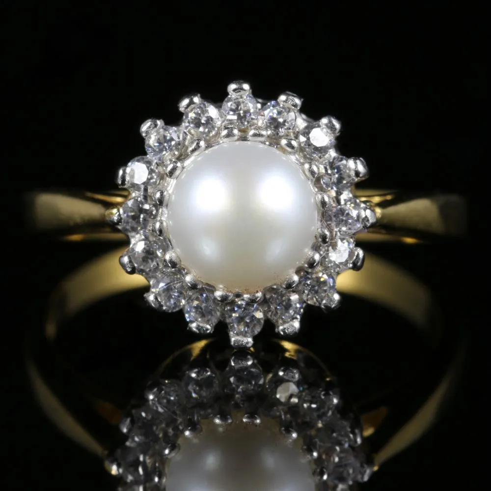 Pearl Paste Cluster Ring 18Ct Gold Silver