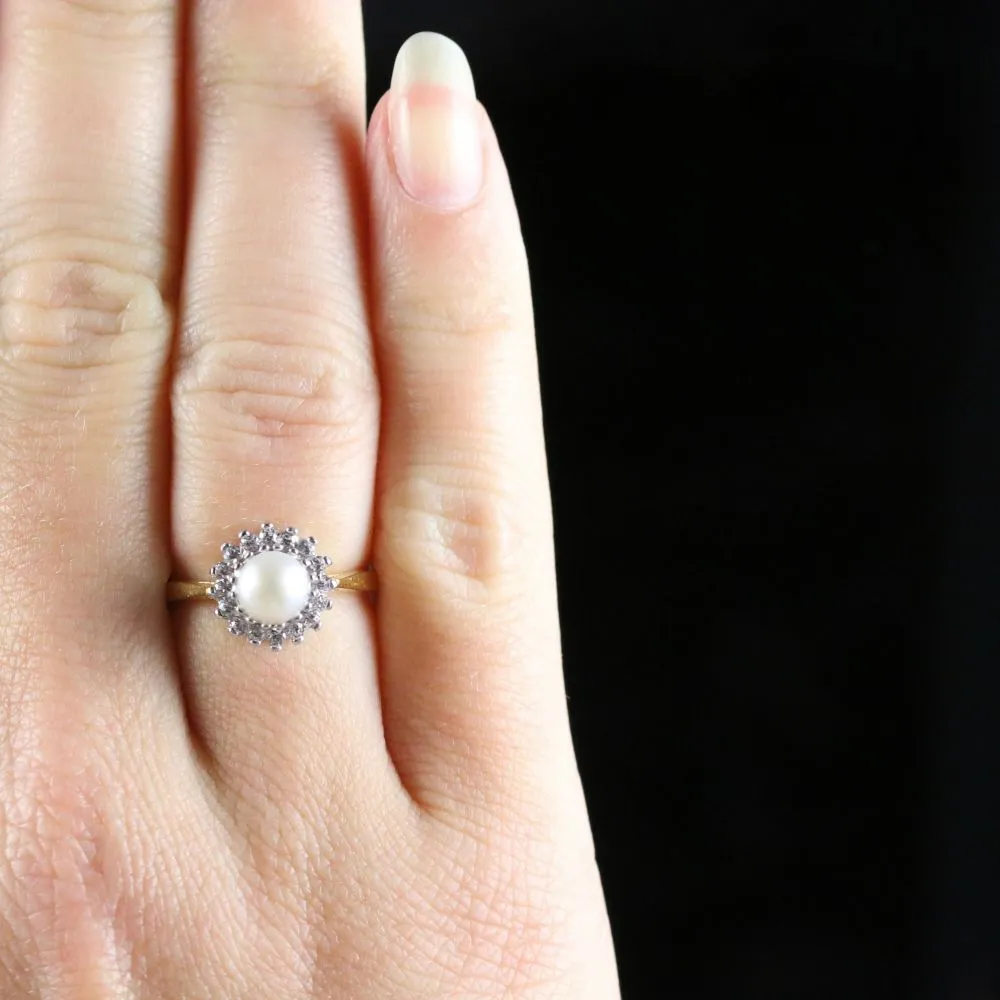 Pearl Paste Cluster Ring 18Ct Gold Silver