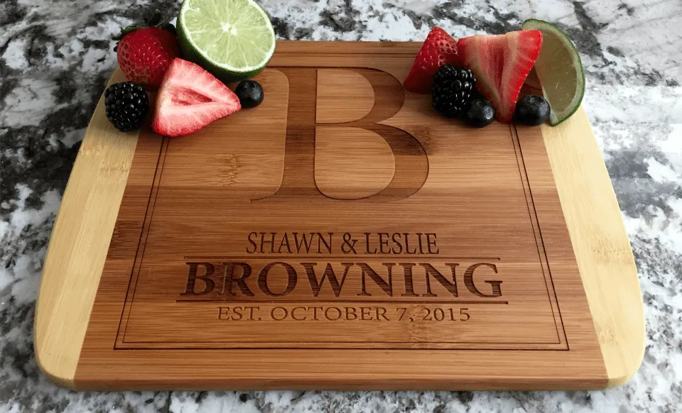Personalized 8.5x11 Bamboo Cutting Board with Rounded Edge