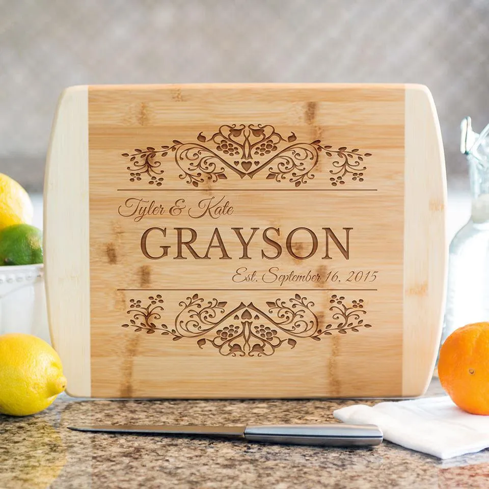 Personalized 8.5x11 Bamboo Cutting Board with Rounded Edge