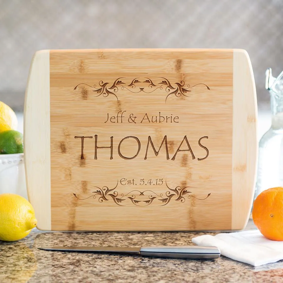 Personalized 8.5x11 Bamboo Cutting Board with Rounded Edge