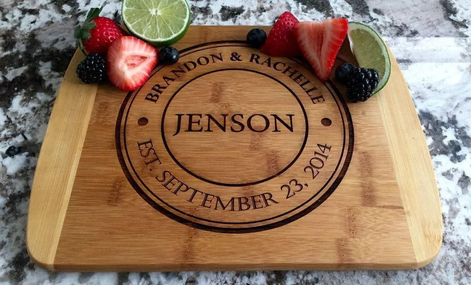 Personalized 8.5x11 Bamboo Cutting Board with Rounded Edge