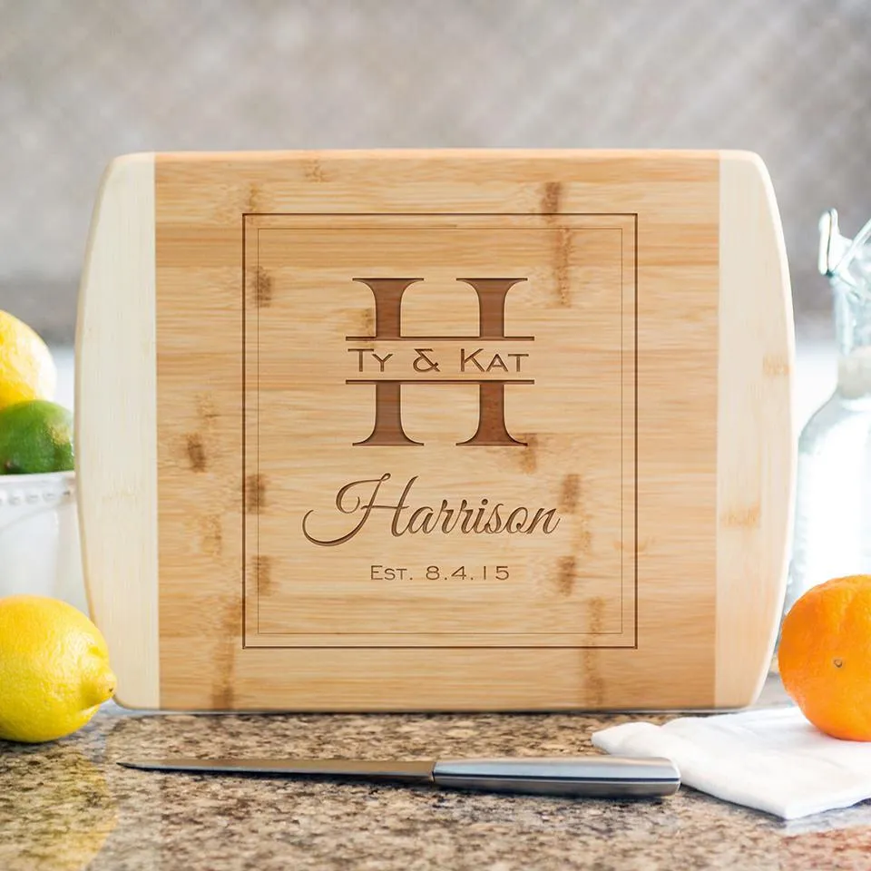 Personalized 8.5x11 Bamboo Cutting Board with Rounded Edge