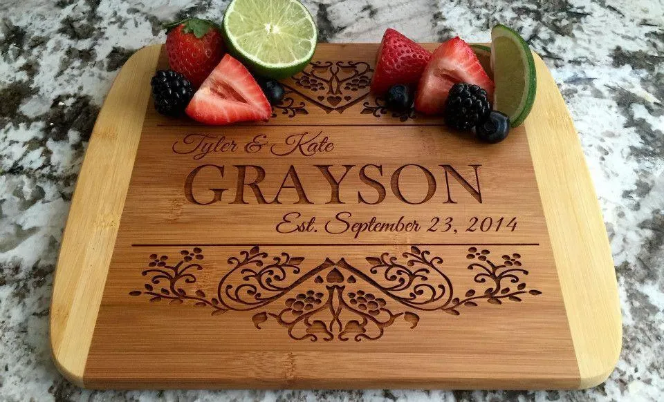 Personalized 8.5x11 Bamboo Cutting Board with Rounded Edge
