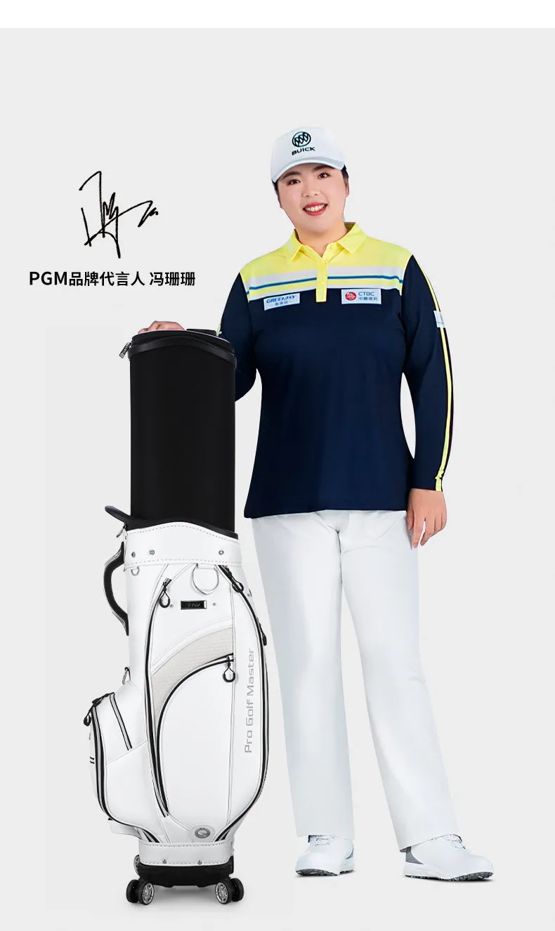 PGM QB136 custom logo golf bag travel microfiber leather golf bag with wheels