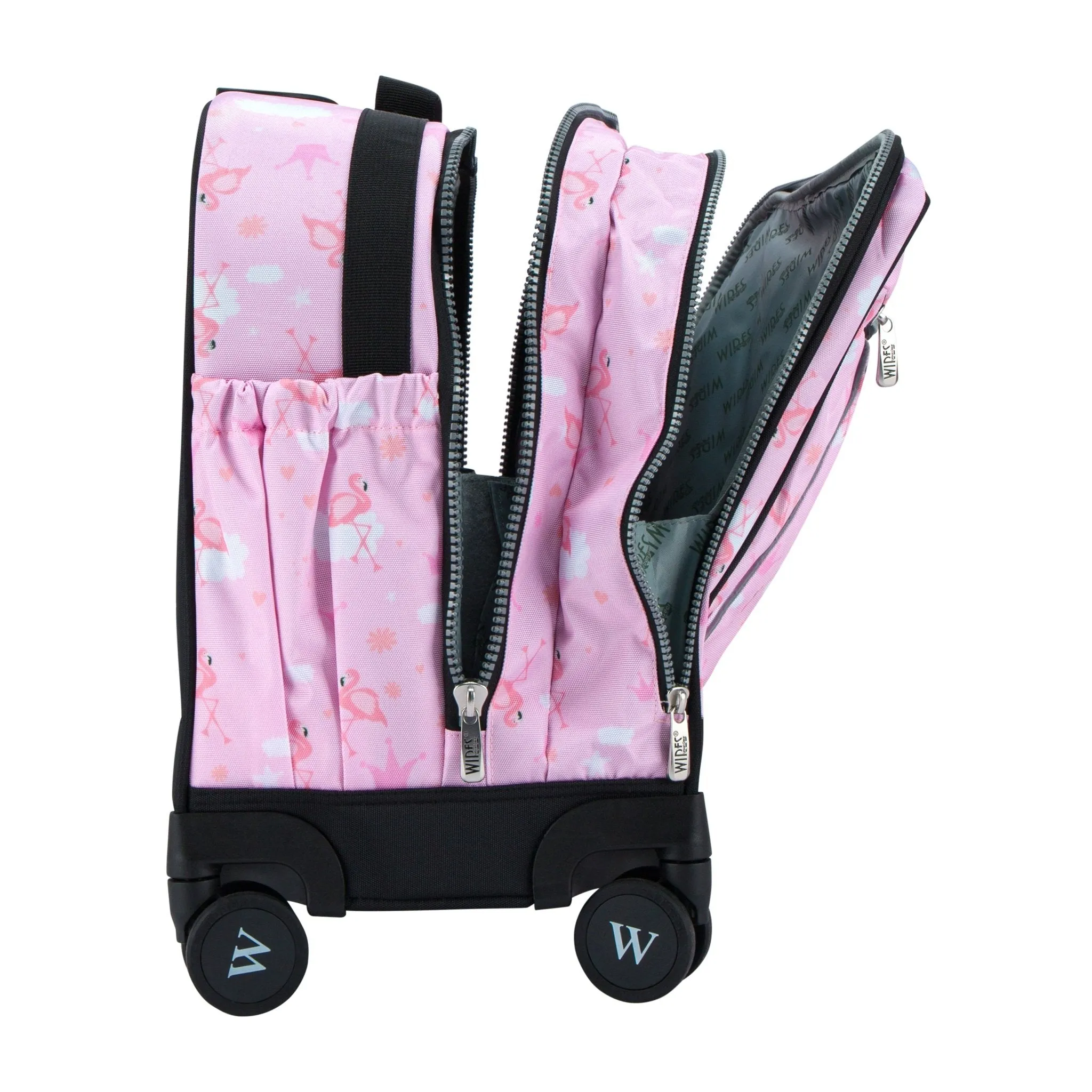 Pink Flamingo School Bag Trolley Set of 4(Lunch Bag & Pencil Case) Lunch Box