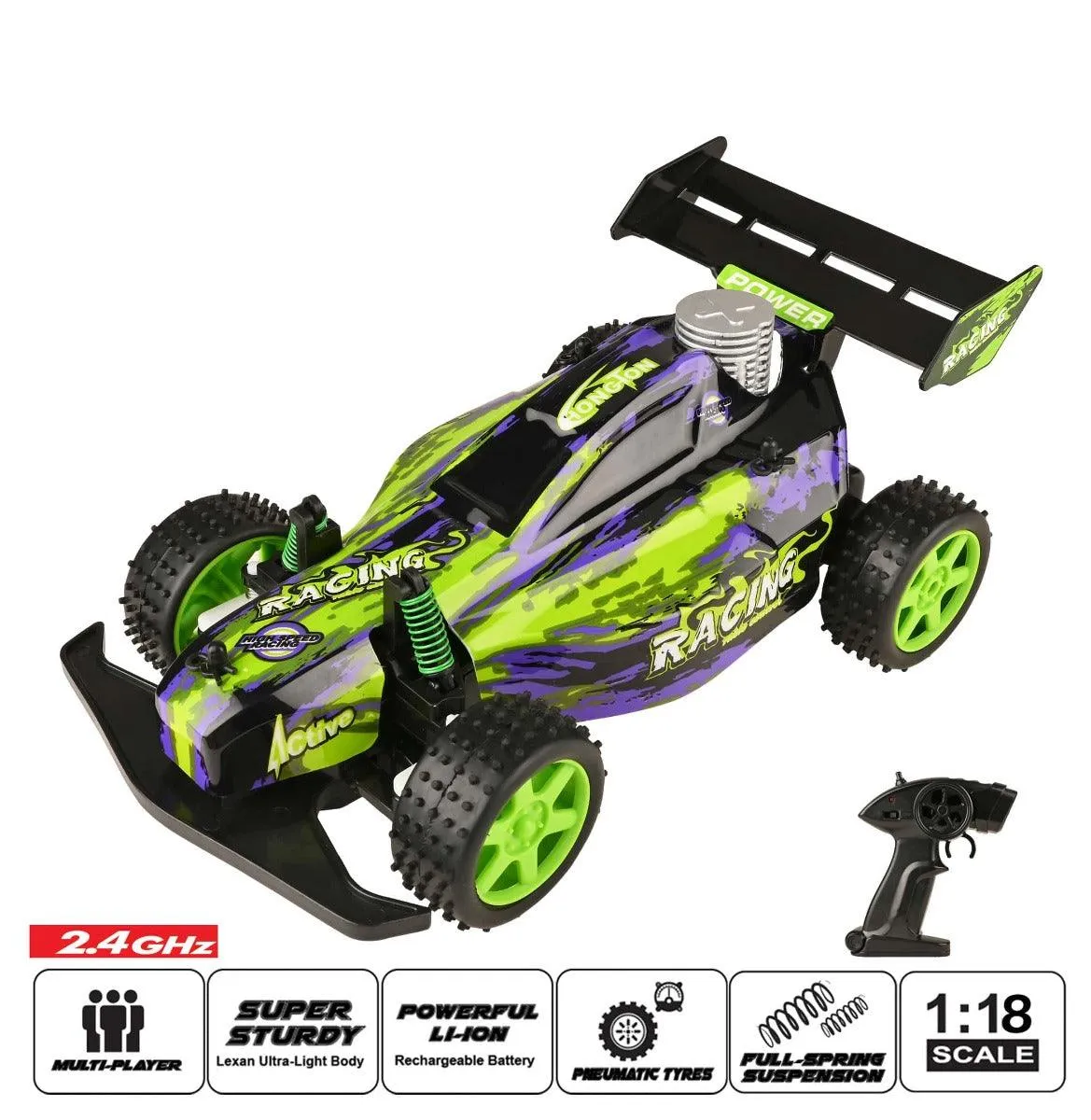 Playzu Buggy Alien 1:18 Scale R/C Car - Green for Ages 6 