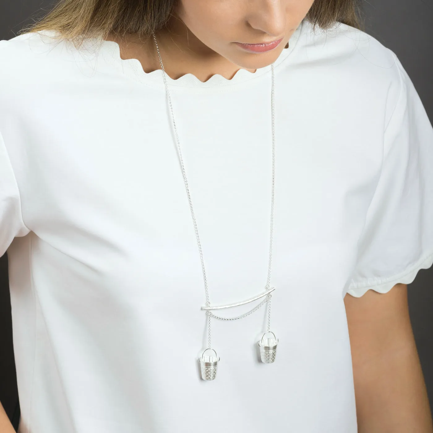 Precious Buckets Necklace - Silver