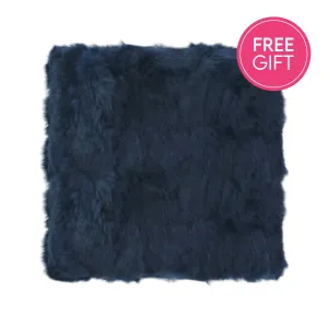 Rabbit Fur Cushion - Navy