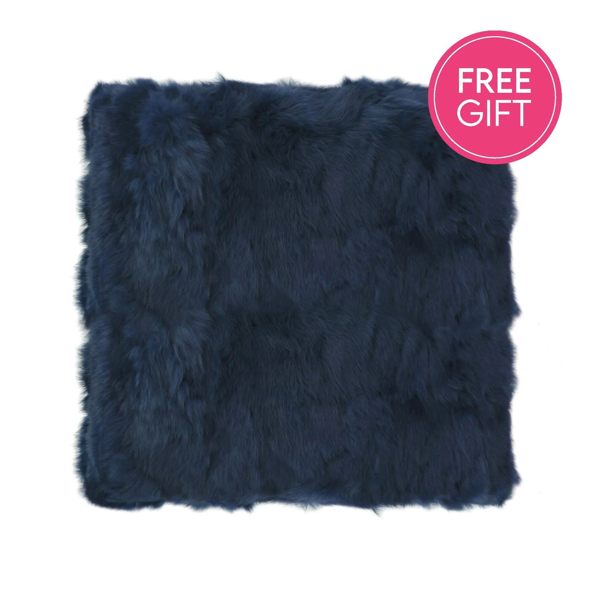 Rabbit Fur Cushion - Navy