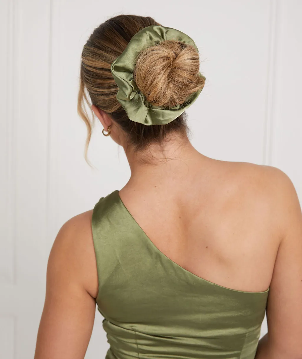 Satin Scrunchie - Moss Green