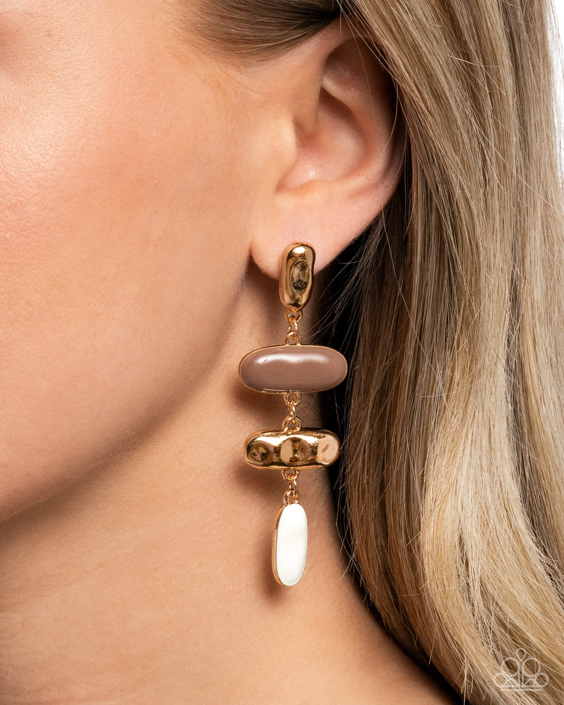 Secretive Shimmer -Brown Earrings