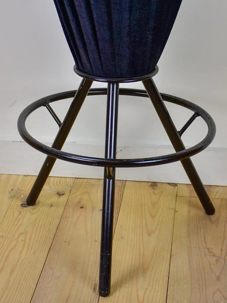 Set of five vintage Italian barstools with black floral upholstery