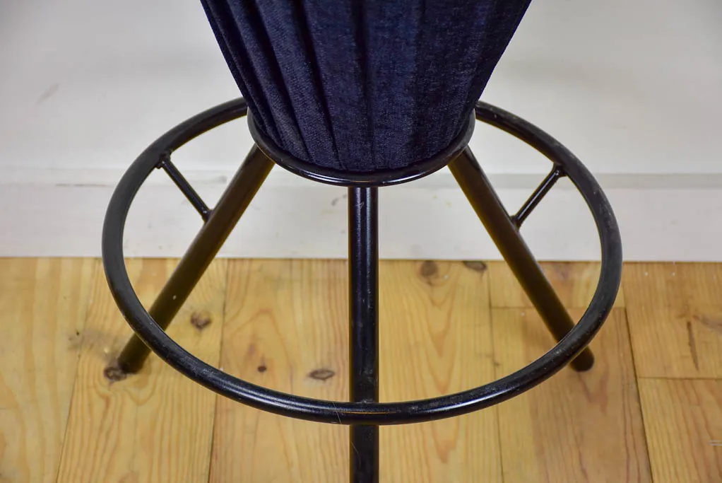 Set of five vintage Italian barstools with black floral upholstery