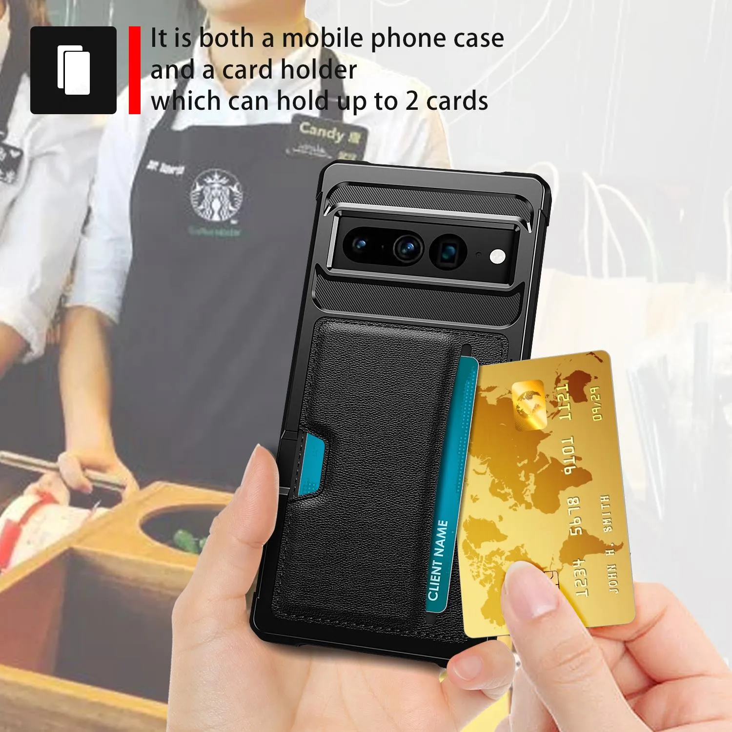 Shockproof Heavy Duty Car Magnetic Phone Case With Card Holder For Google Pixel