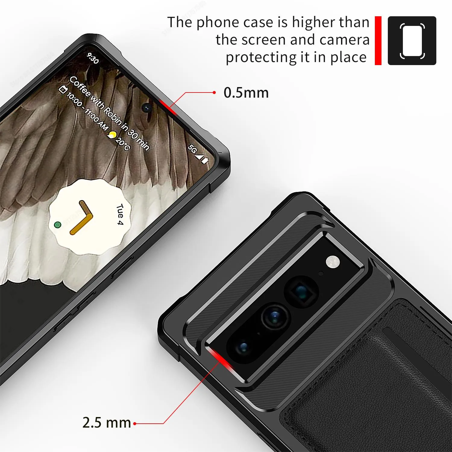 Shockproof Heavy Duty Car Magnetic Phone Case With Card Holder For Google Pixel