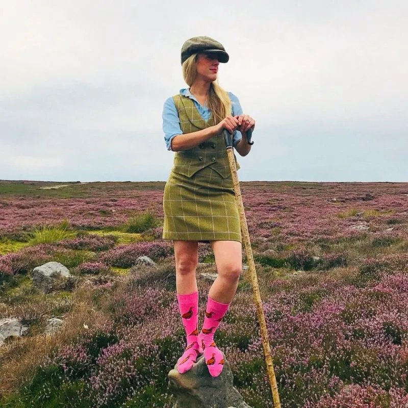 Shuttle Socks - Pink Standing Grouse Socks