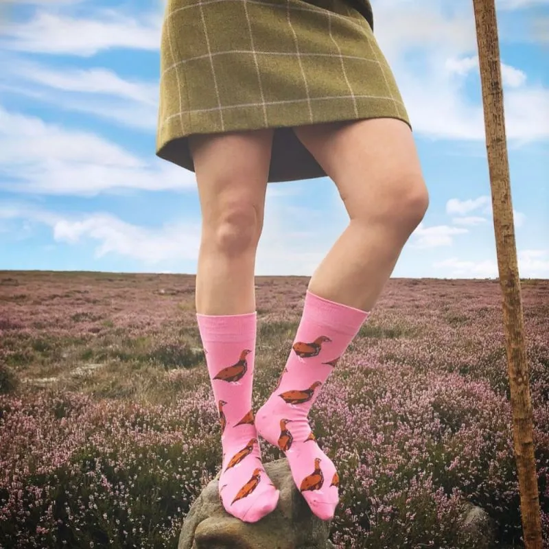 Shuttle Socks - Pink Standing Grouse Socks