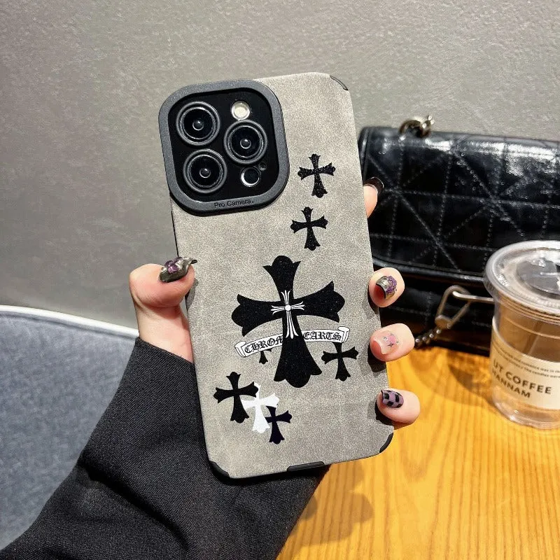 Silicone Chrome Hearts Cross Phone Case For IPhone