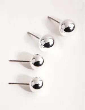 Silver Graduated Ball Stud Pack Earring