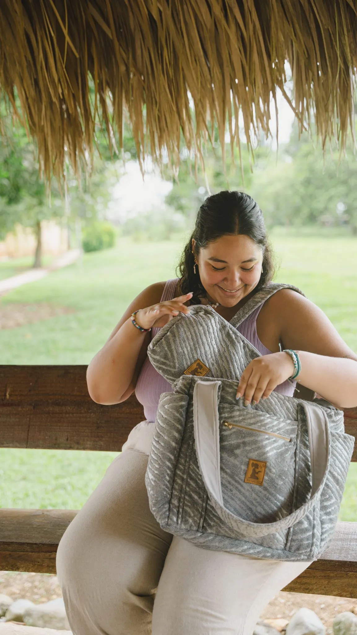 Silver Stripe Travel Tote