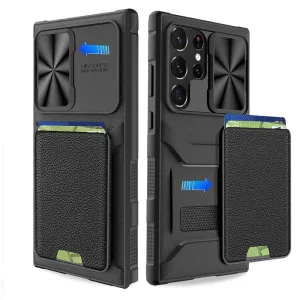 Slide Camera Protection Full-Body Rugged Phone Case With Card Slot For Samsung S23