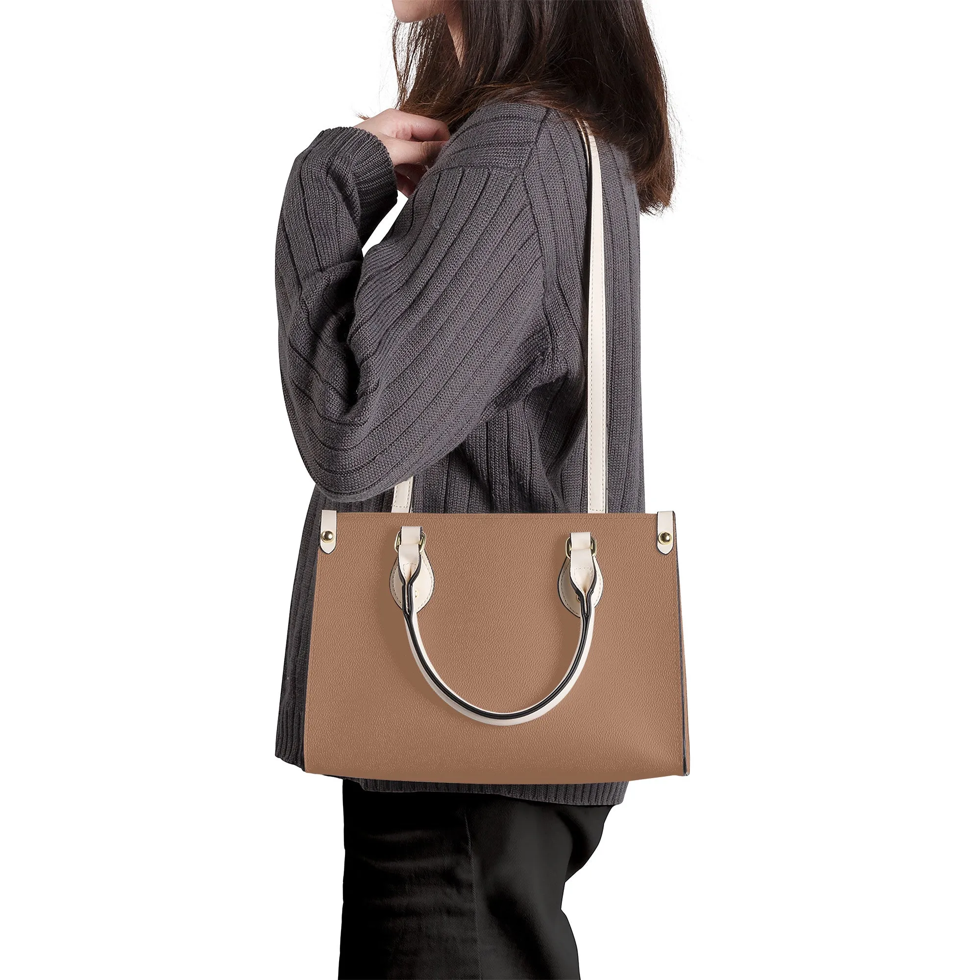 Snooty Fox Art Luxury Women PU Tote Bag - White with Tan Fill Cover