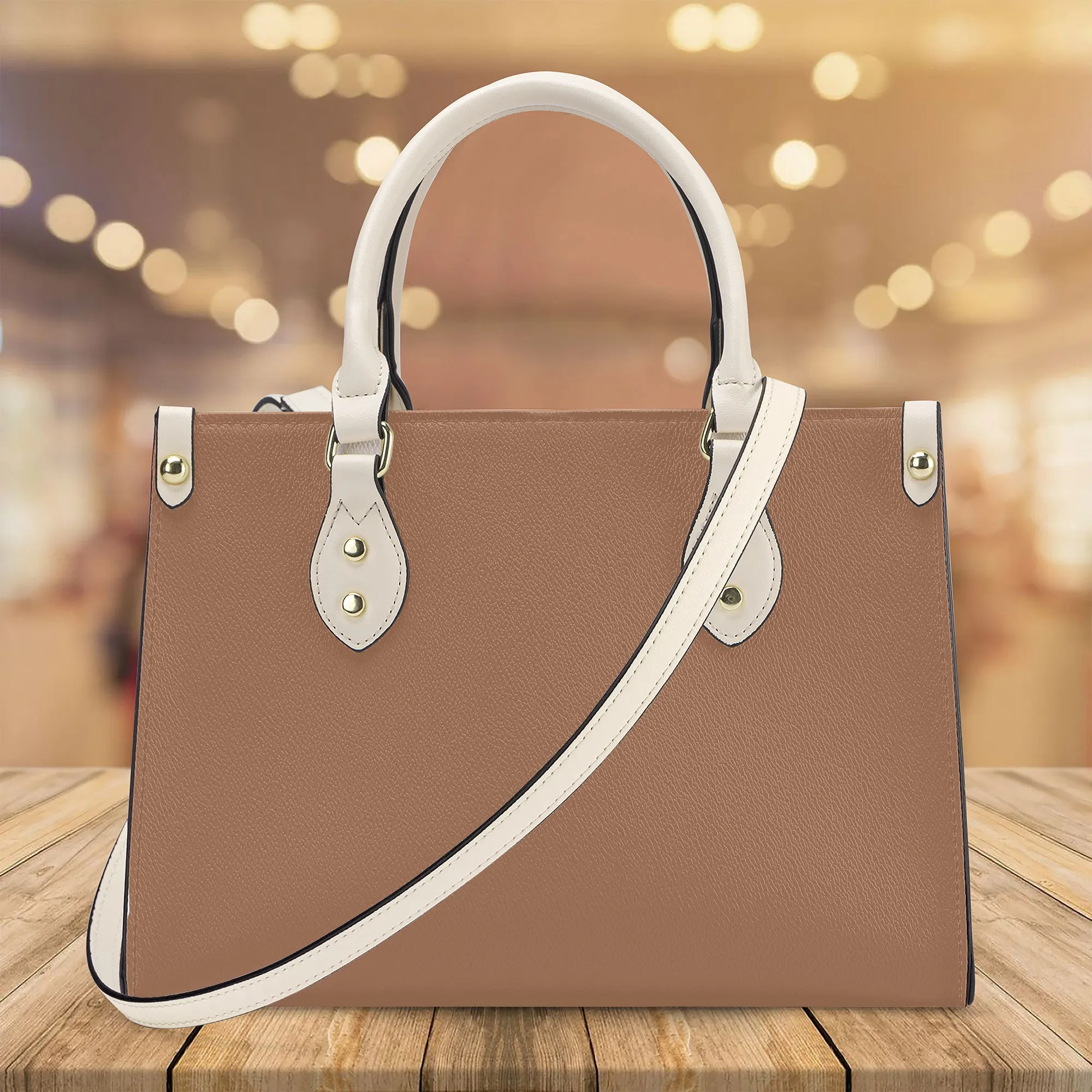 Snooty Fox Art Luxury Women PU Tote Bag - White with Tan Fill Cover