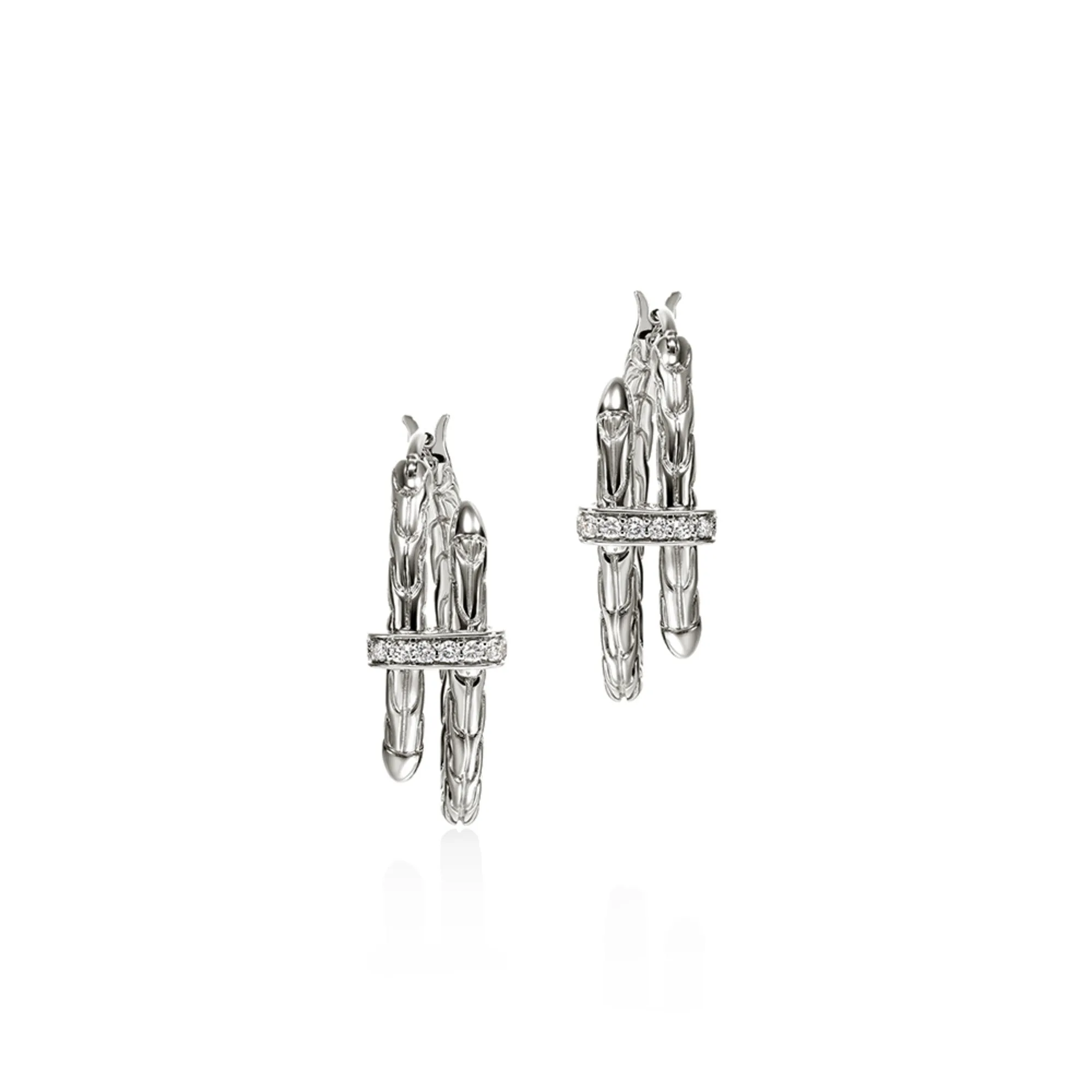 Spear Hoop Earring, Silver, Diamonds, 22.5MM|EBP986742DI
