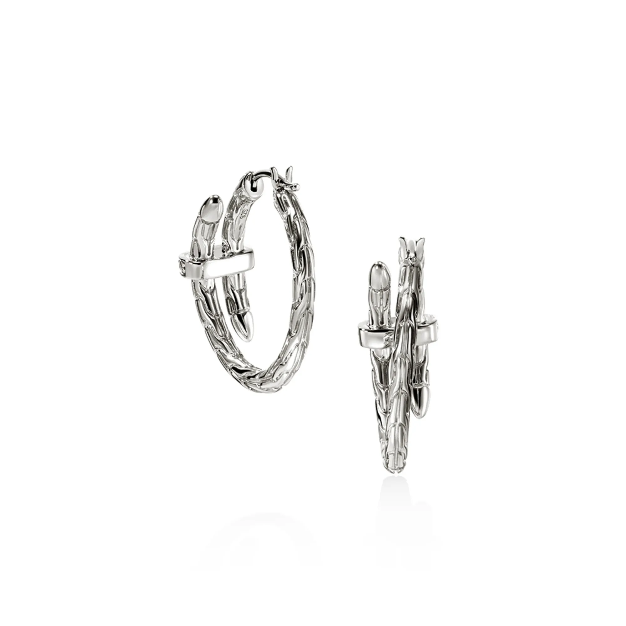 Spear Hoop Earring, Silver, Diamonds, 22.5MM|EBP986742DI