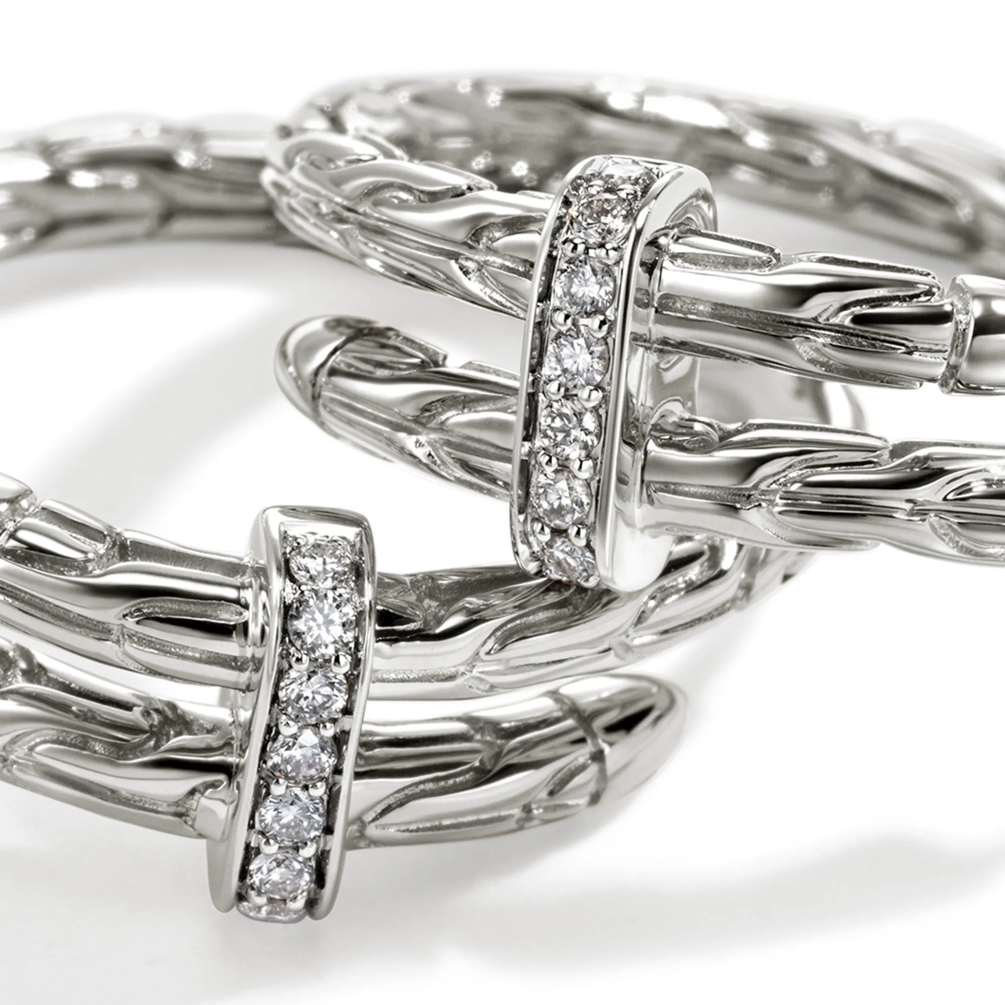 Spear Hoop Earring, Silver, Diamonds, 22.5MM|EBP986742DI