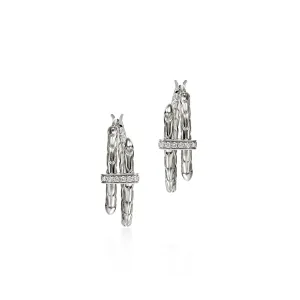 Spear Hoop Earring, Silver, Diamonds, 22.5MM|EBP986742DI