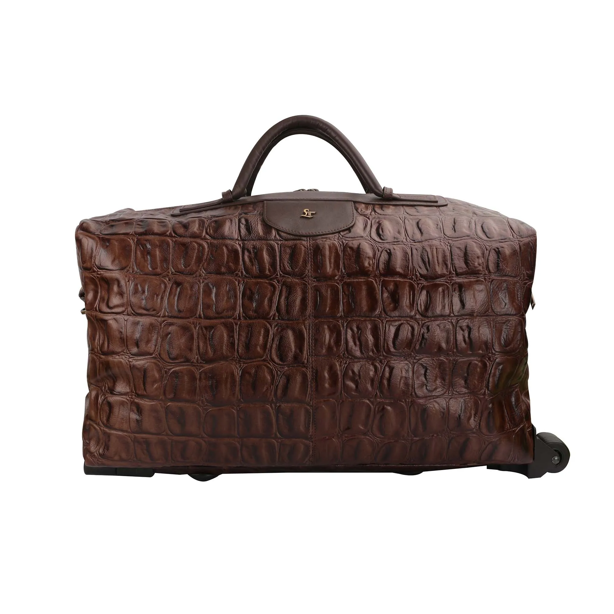 Steelium Leather Duffle Trolley/Travel Bag