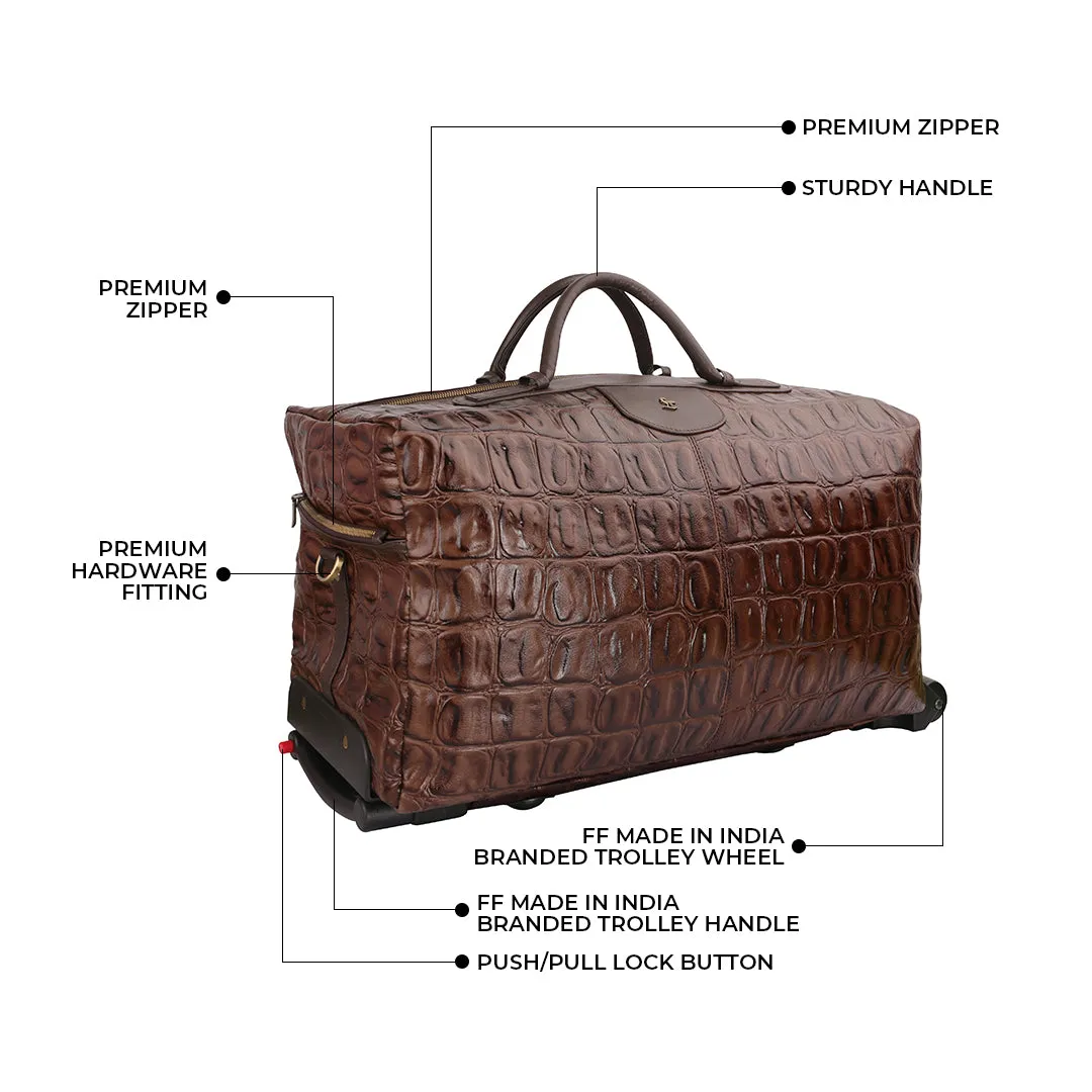 Steelium Leather Duffle Trolley/Travel Bag