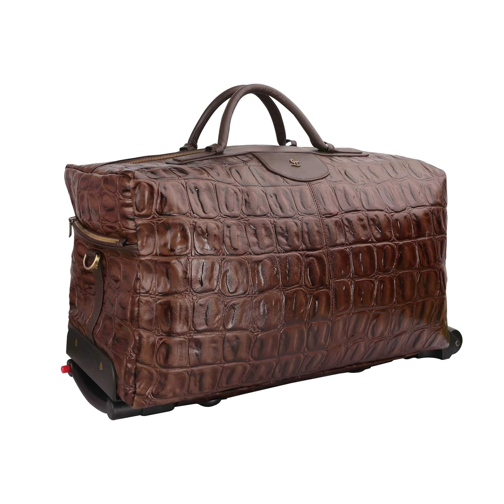 Steelium Leather Duffle Trolley/Travel Bag