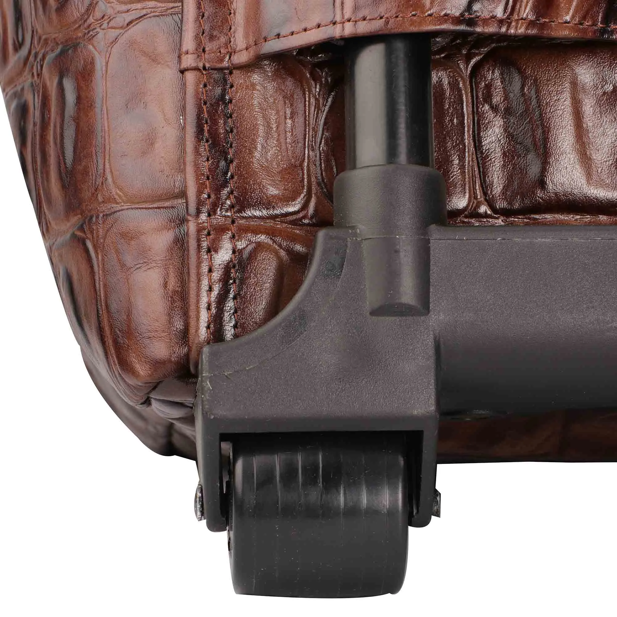 Steelium Leather Duffle Trolley/Travel Bag