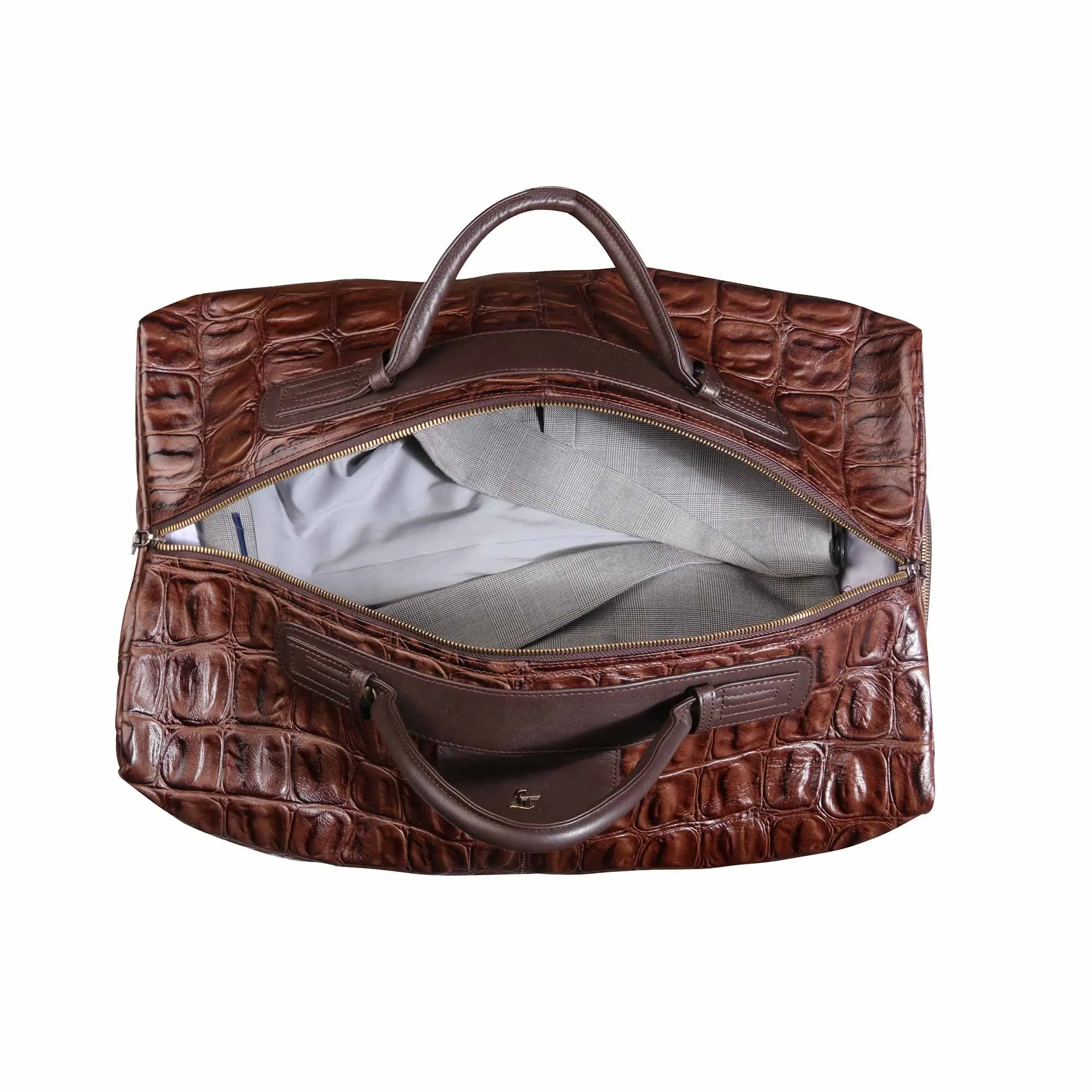 Steelium Leather Duffle Trolley/Travel Bag