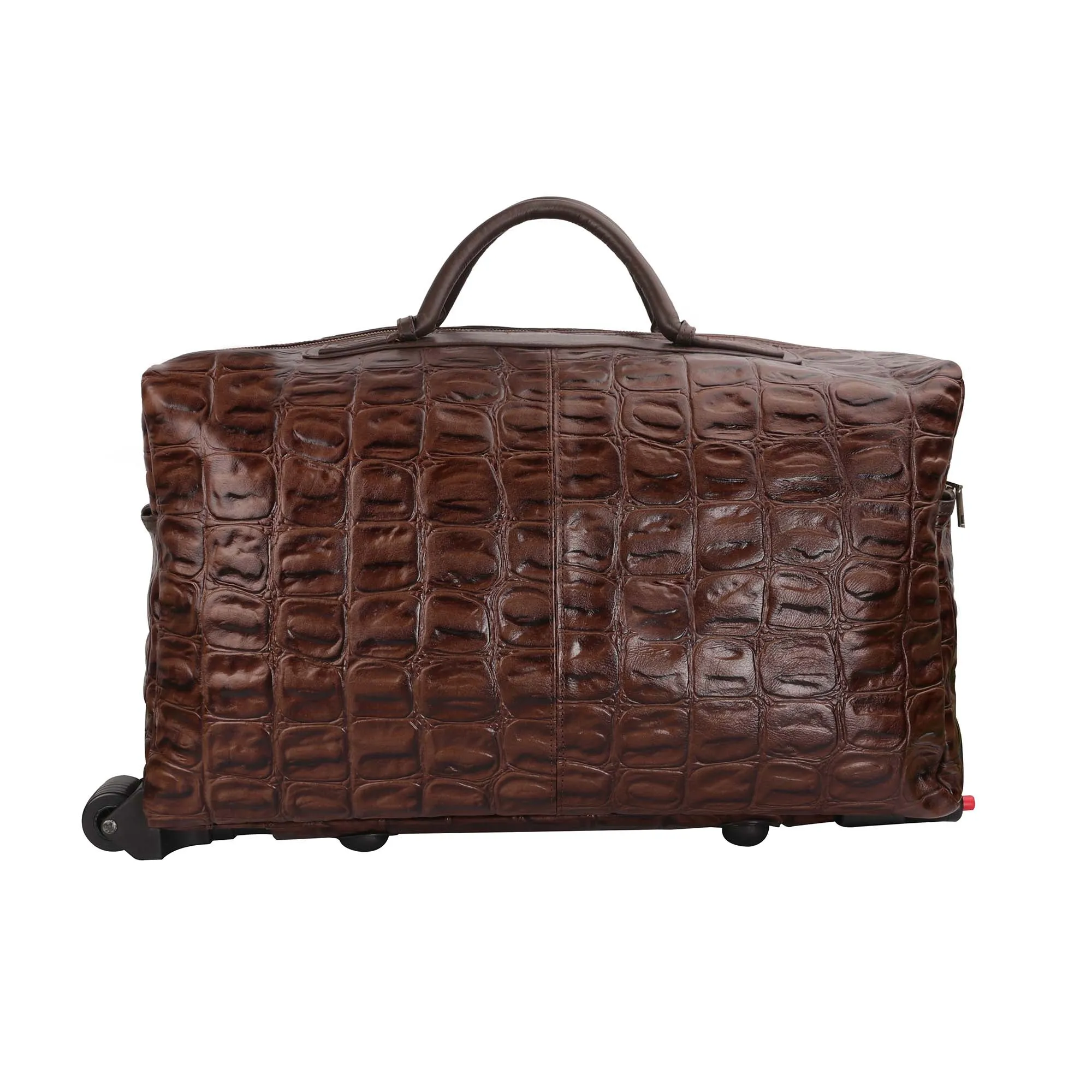 Steelium Leather Duffle Trolley/Travel Bag