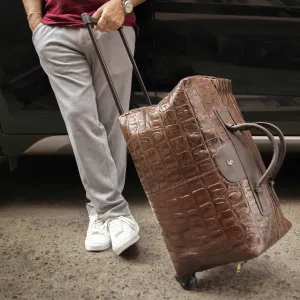 Steelium Leather Duffle Trolley/Travel Bag