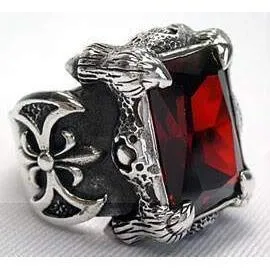 Sterling Silver Big Mens Garnet Rings