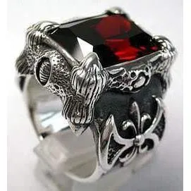Sterling Silver Big Mens Garnet Rings