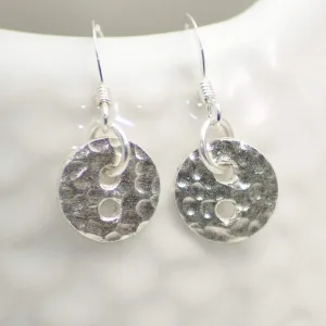 Sterling Silver Button Drop Earrings