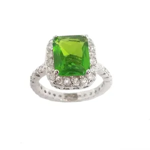 Sterling Silver Lime Green Cubic Zirconia Eternity Ring