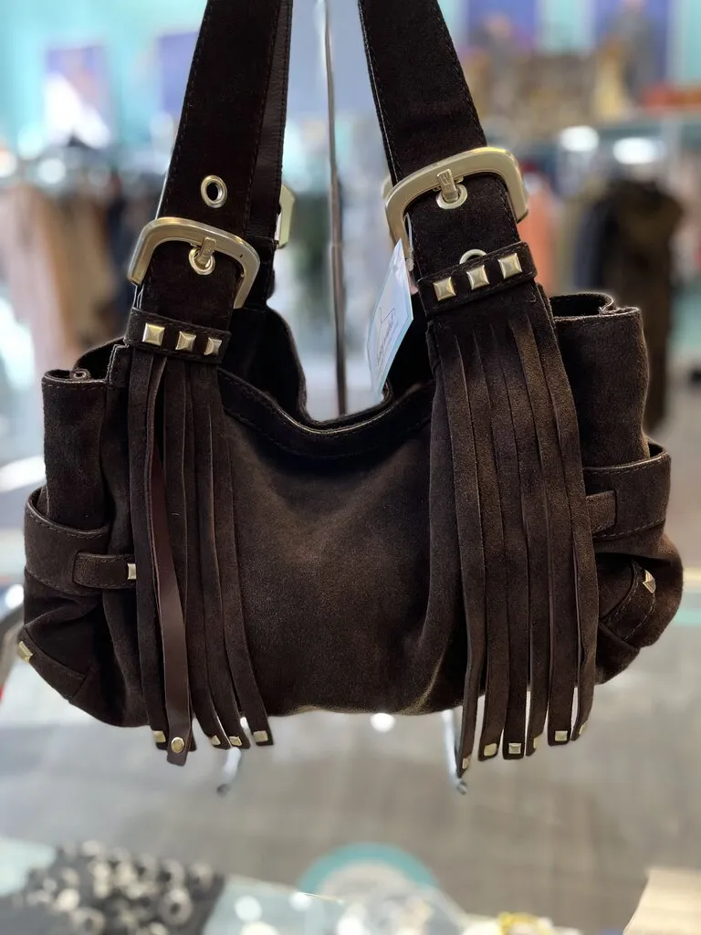 *Stuart Weitzman Suede Fringe Hobo Bag