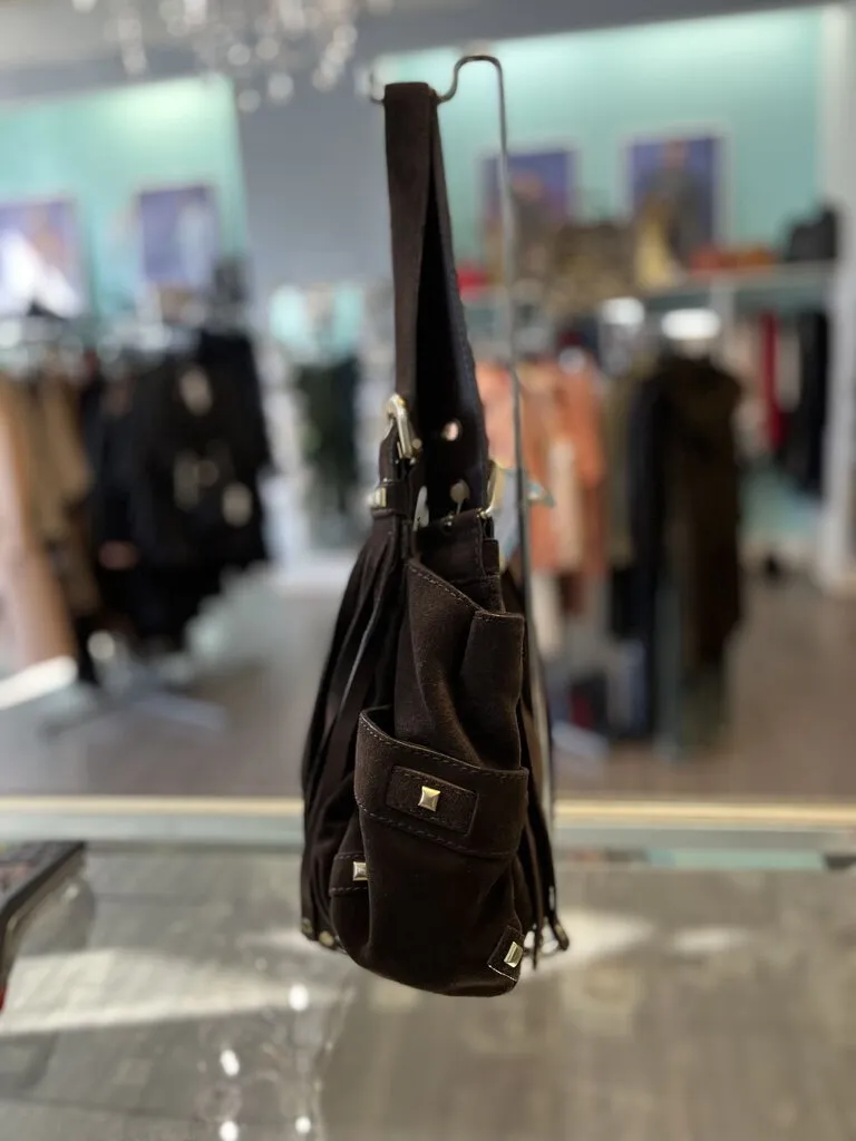 *Stuart Weitzman Suede Fringe Hobo Bag