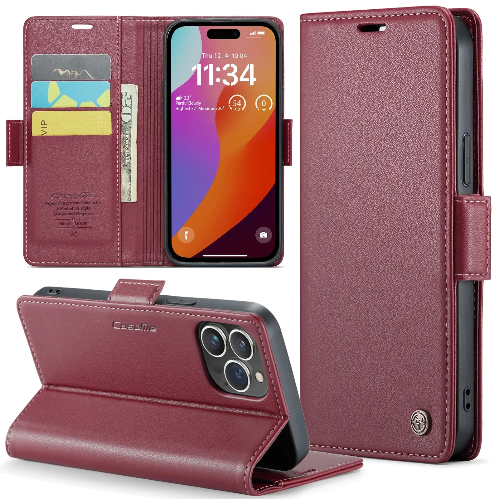 Stylish Leather iPhone Wallet Case with Card Holder – All Models Covered